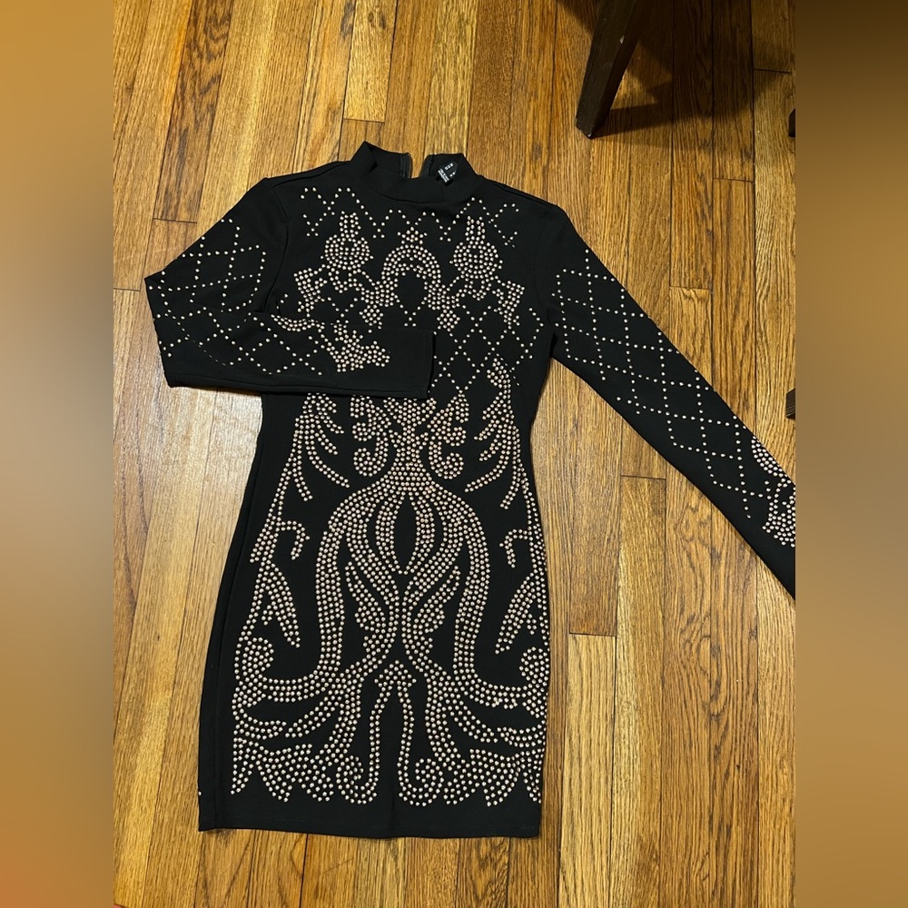 Black Revamped Studded Dress - Picture 3 of 4